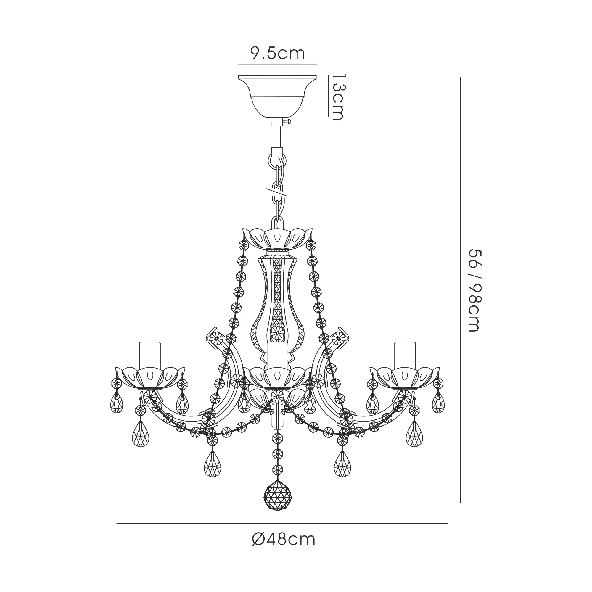 Gabrielle Crystal Ceiling Lights Deco Multi Arm Crystal Fittings